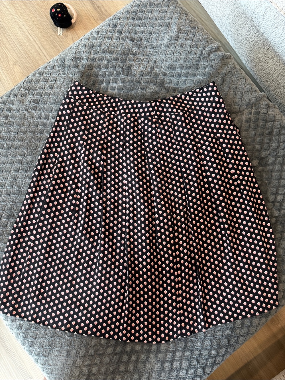 Talbots Black Skater Skirt with Pink Dot Print